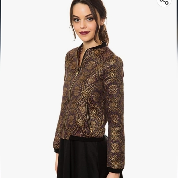 BB Dakota Joss Vintage Brocade Bomber Jacket small medium @E - Picture 2 of 11